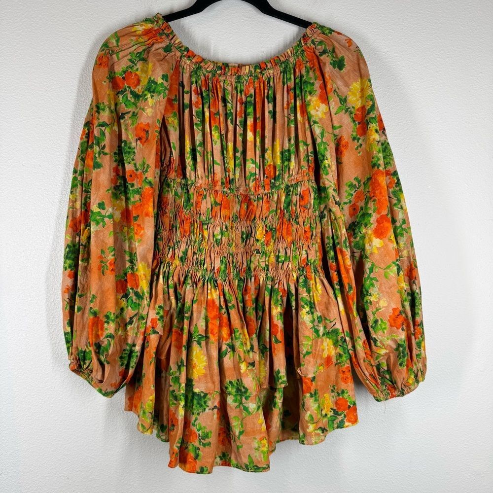 Caroline Constas Sage Off The Shoulder Floral Mini Dress Orange Women’s XS